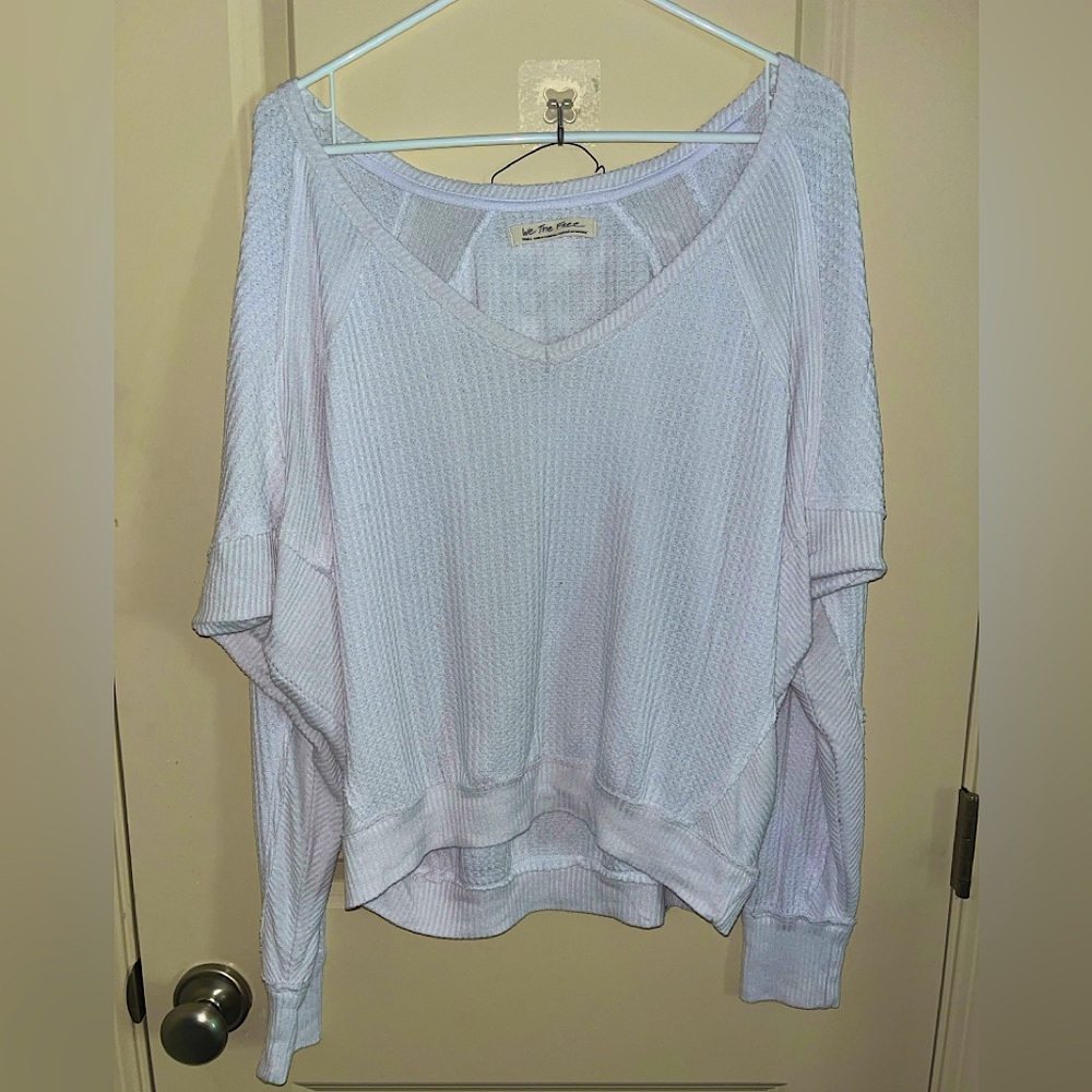 We The Free Santa Clara Alabaster V-Neck Knit Sweater